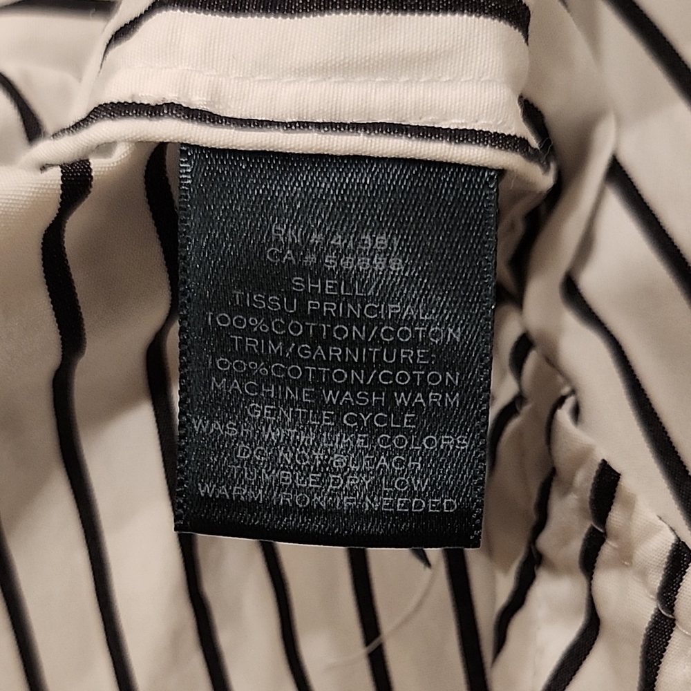 Striped Button-Front Women's Shirt - White/Black - Picture 6 of 6